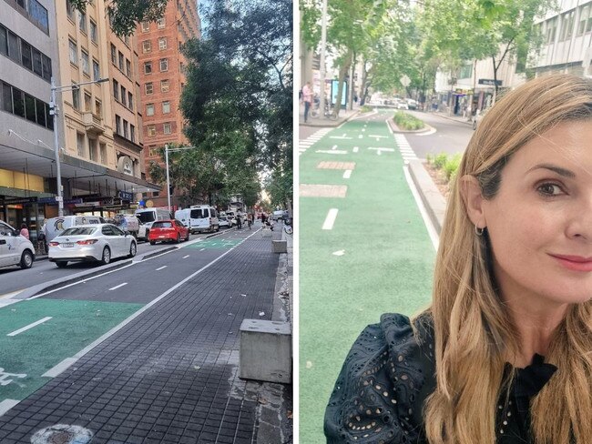 Gemma Tognini (right), bike lane (left)