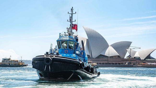 Port Authority tug Ted Noffs put on a water-spray demonstration last year. Picture: NCA NewsWire / Flavio Brancaleone