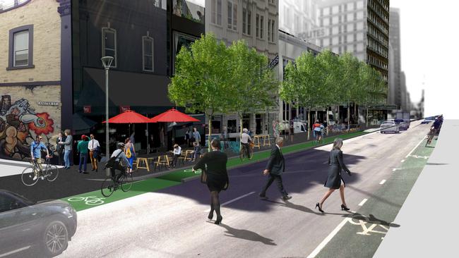 Artist impression of the proposed Waymouth St ‘eat street’ development. Pic: Adelaide City Council
