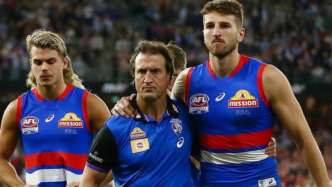 Luke Beveridge has urged his Bulldogs not to drop the ball after their grand final shellacking. Picture: AFL Photos/Getty Images