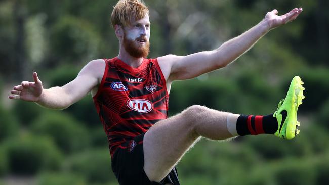 Aaron Francis at Essendon training. Picture: George Salpigtidis