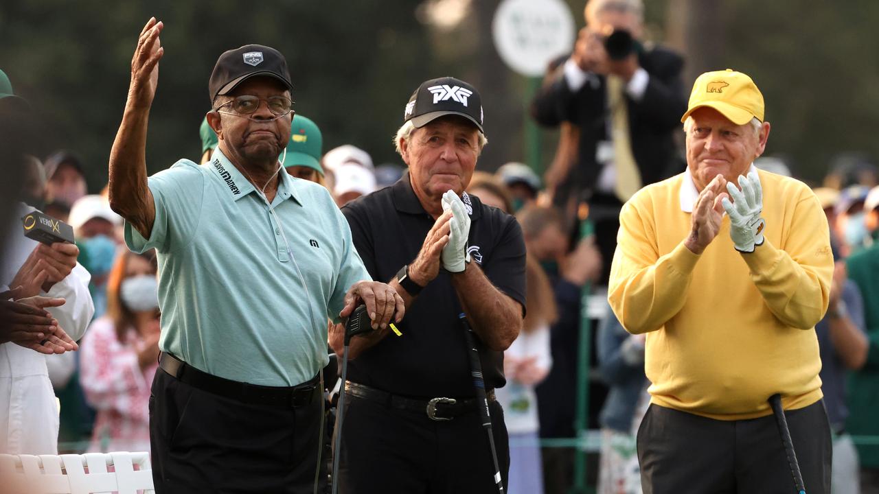 Lee Elder during the opening ceremony prior to the start of the first round of the 2021 Masters. Photo by Kevin C. Cox/Getty Images