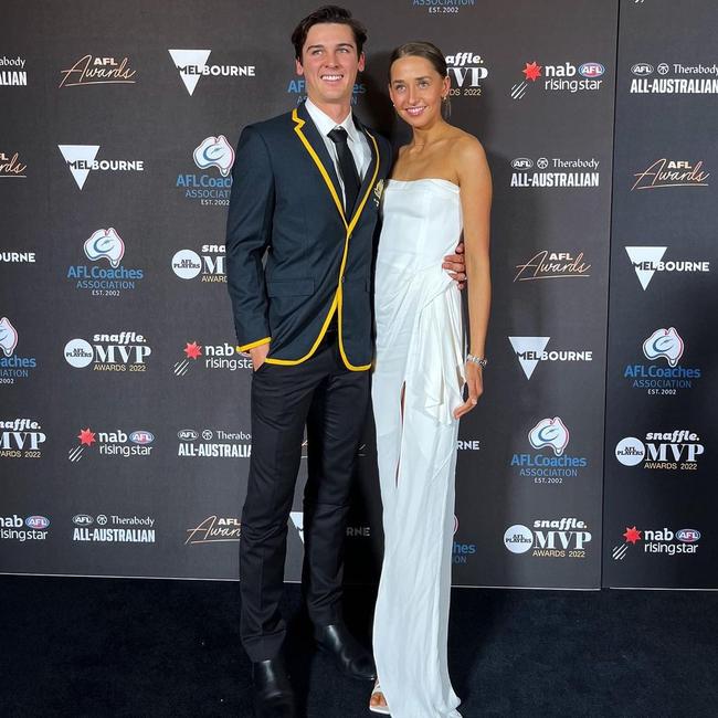 All-Australian Connor Rozee with his partner, Maisie. Picture: Instagram