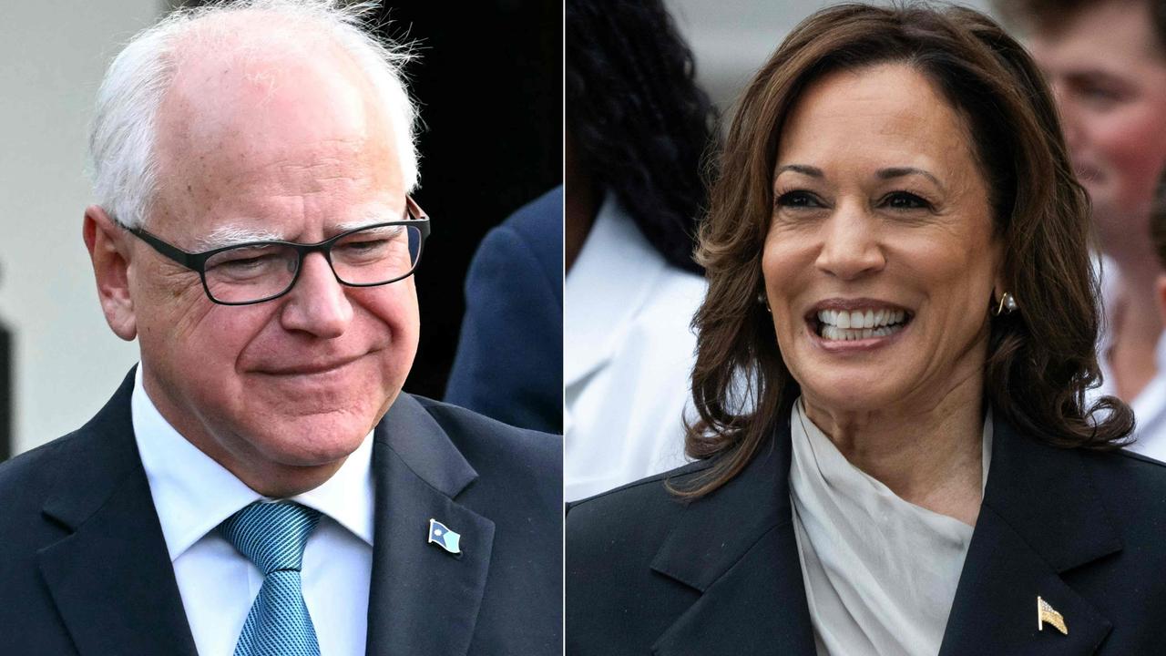 US Vice President Kamala Harris and Governor of Minnesota Tim Walz. Picture: Jim Watson and Chris Kleponis/AFP