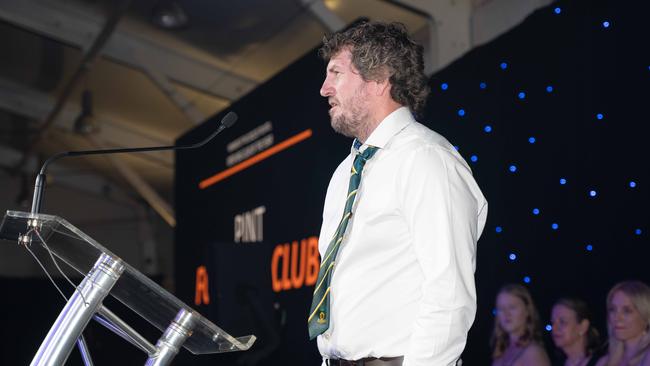 PINT president Spencer Harvey accepting the best big club award at the 2022-23 NTFL Nichols Medal Night. Picture: Pema Tamang Pakhrin