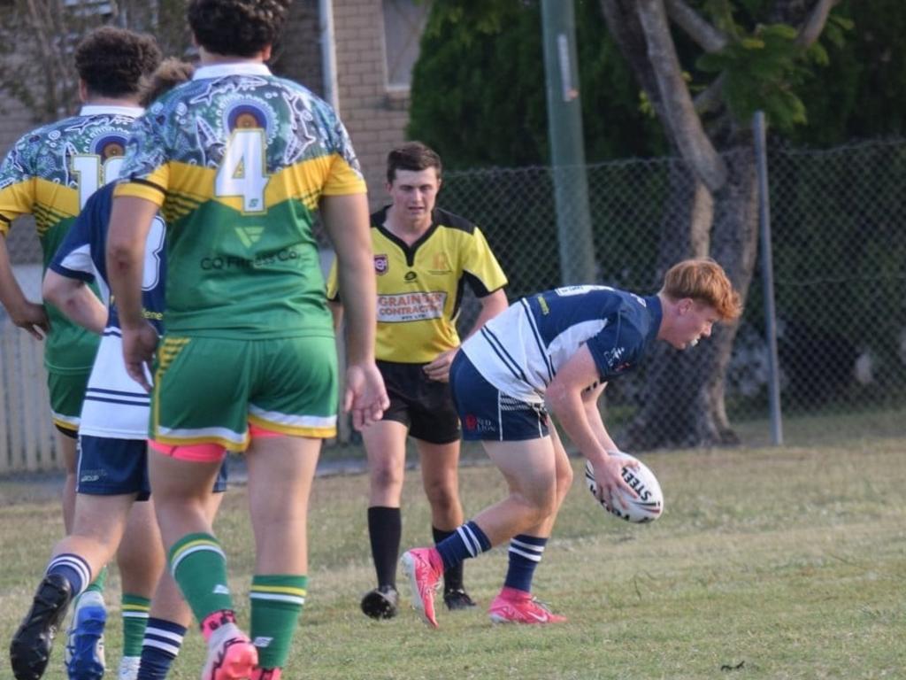 Rockhampton Brothers under-19 player Reuben Gordon goes in for another four-pointer against Fitzroy/Gracemere. Photo: Karen Chapman
