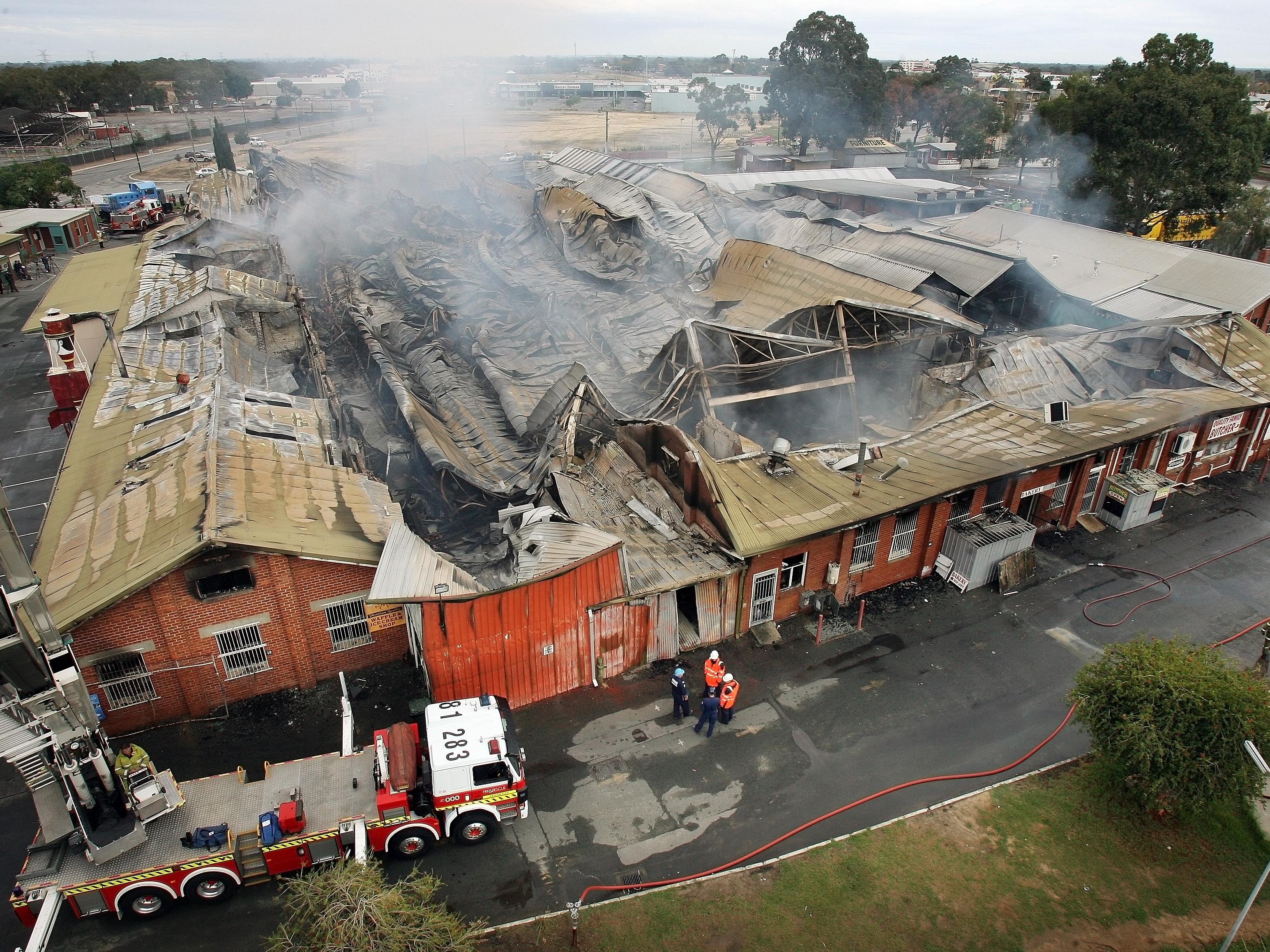 The military markets building was destroyed by fire in 2007.