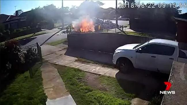 7 News - Garbage truck dumps load of burning rubbish