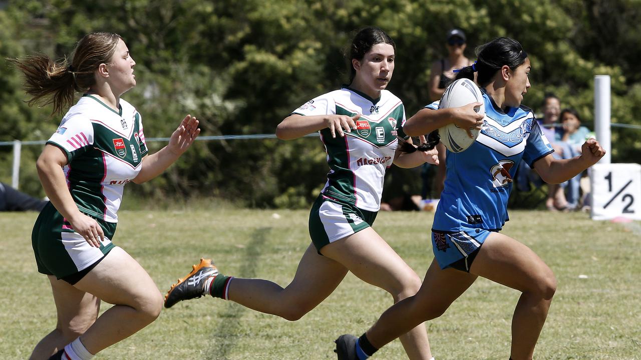 Felila Fakalelu from Maori Pango. U16 Girls Lebanon v Maori Pango. Harmony Nines Rugby League. Picture: John Appleyard