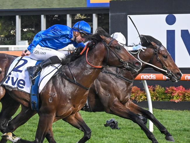 Cylinder ridden by Blake Shinn wins the ive > Vain Stakes  at Caulfield Racecourse on August 19, 2023 in Caulfield, Australia. (Photo by Reg Ryan/Racing Photos via Getty Images)