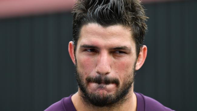 Matt Gillett is seen during Brisbane Broncos training at Purtell Park in Brisbane, Wednesday, February 21, 2018. The Broncos are travelling to Papua New Guinea to play a trial game against the PNG Hunters in Port Moresby on Saturday. (AAP Image/Darren England) NO ARCHIVING, EDITORIAL USE ONLY