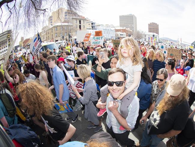 Climate strike rally in Hobart. Picture: RICHARD JUPE