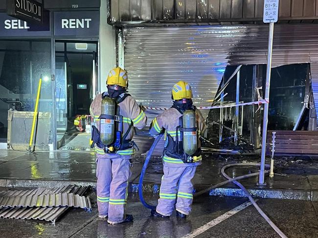 Firefighters fight the blaze at the Epping tobacco shop. Picture: Epping Fire Brigade