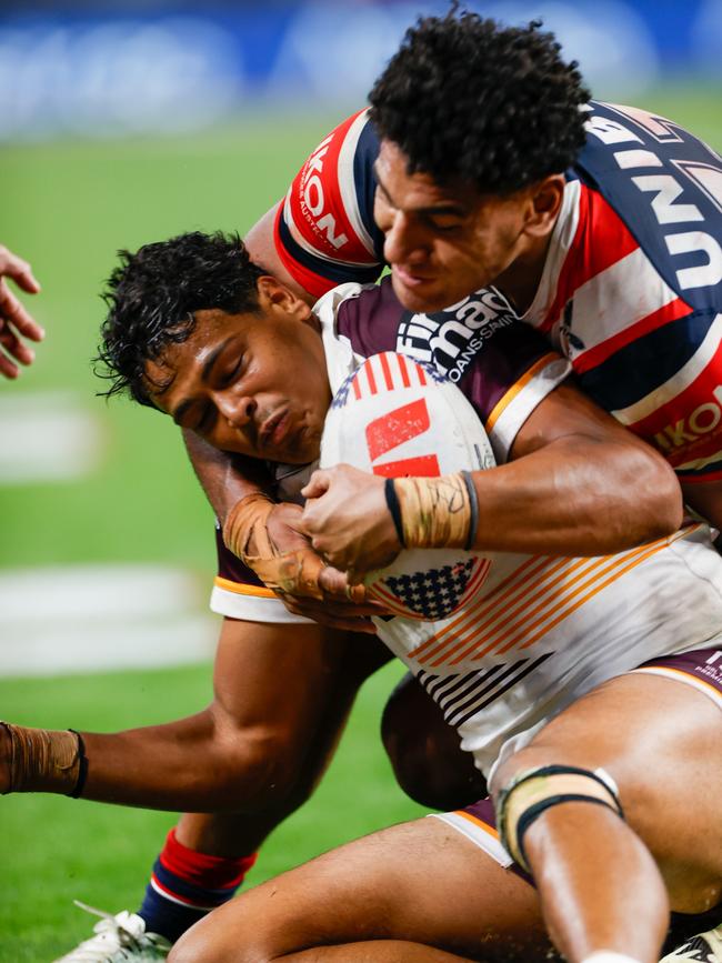 Roosters bound? Broncos star Selwyn Cobbo could be squeezed out by the salary cap. Picture: NRL Photos