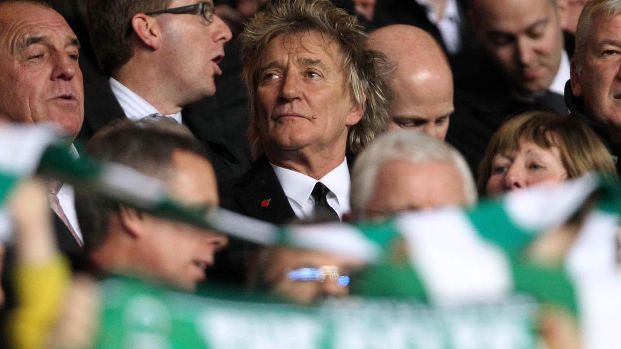 Rod Stewart in the stands a Celtic game.