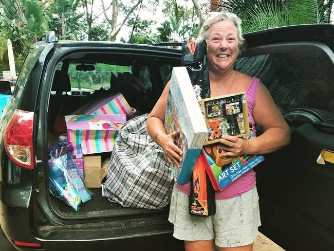 Lisa Hewitt loading up the car with Christmas presents for the drought-affected. Picture supplied