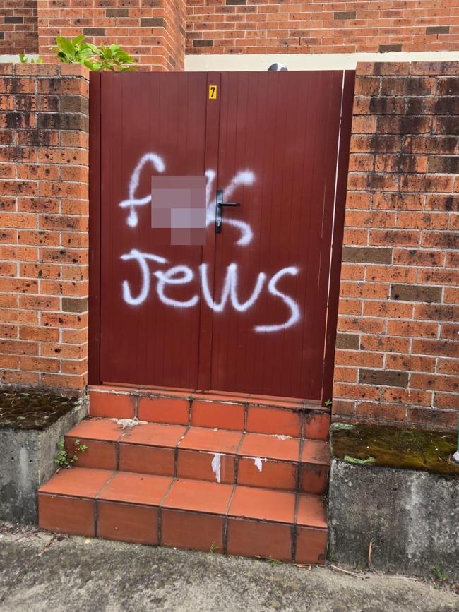 Anti-Semitic graffiti sprayed on See Lane in Kingsford overnight. Picture: Supplied.,