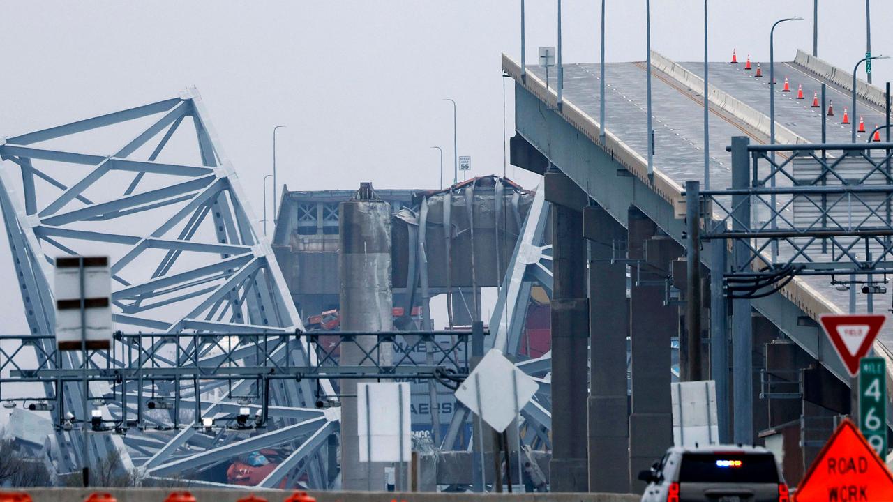 The collapsed Francis Scott Key Bridge. (Photo by Anna Moneymaker / GETTY IMAGES NORTH AMERICA / Getty Images via AFP)