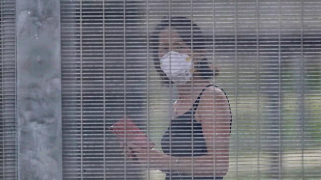 Evacuee Li Ping Gu in quarantine on Christmas Island. Picture: Colin Murty