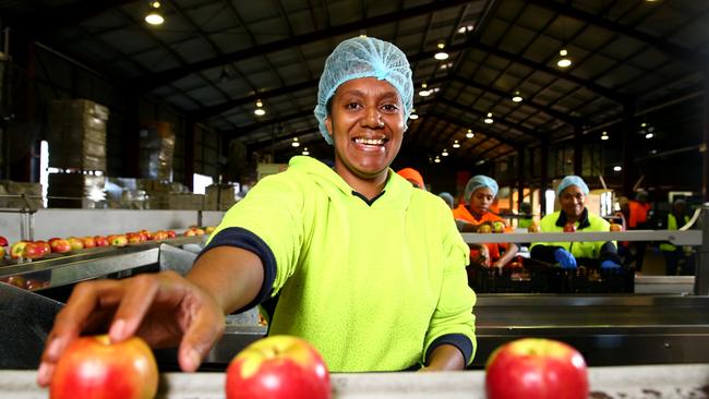 Michelle Garae from Vanuatu is a Pacific islander who works in the packing shed at the Stanthorpe Apple Shed in Thulimbah. Picture: Adam Head