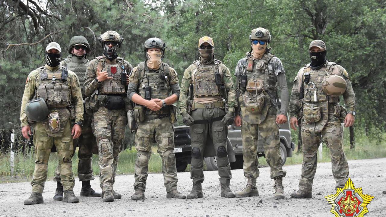 Belarus said on July 20 that instructors from mercenary force Wagner have begun training the ex-Soviet country's special forces, nearly a month after an aborted rebellion in Russia. Picture: Handout/Telegram/@modmilby/AFP