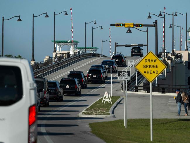 The motorcade of US President Donald Trump leaves the Mar-a-Lago resort in Palm Beach. Picture: AFP