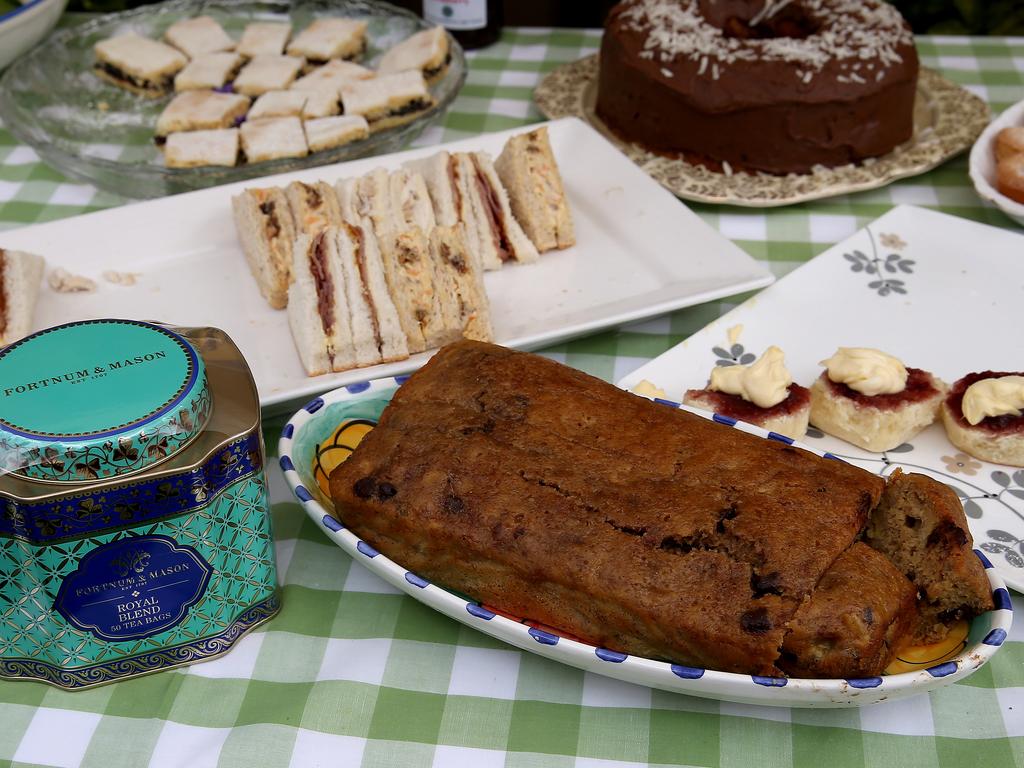 The Banana bread baked Meghan baked and some royal tea she gave as a gift to the family. Picture: Toby Zerna.