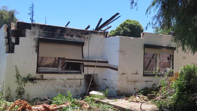 This Naracoorte house has been left in ruins after fire tore through it early Friday morning, causing an estimated $300,000 worth of damage. Picture: Arj Ganesan