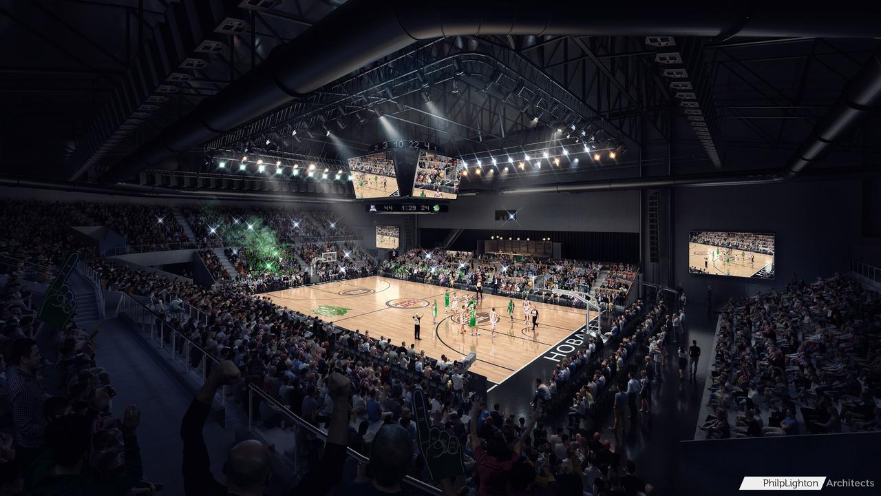 An artist’s impression of the renovations to be undertaken on the Derwent Entertainment Centre ahead of it hosting NBL basketball games. Picture: SUPPLIED