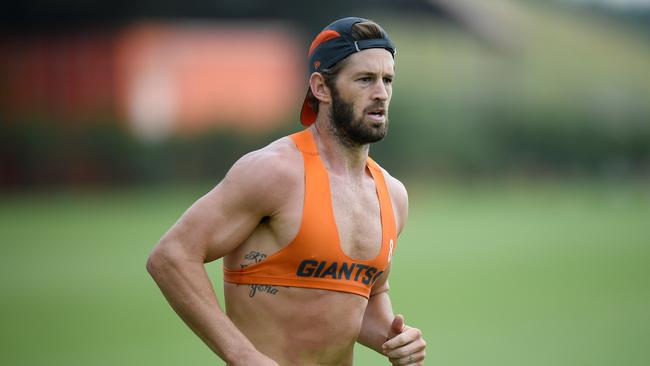 GWS Giants player Callan Ward takes part in a training session at Giants HQ.