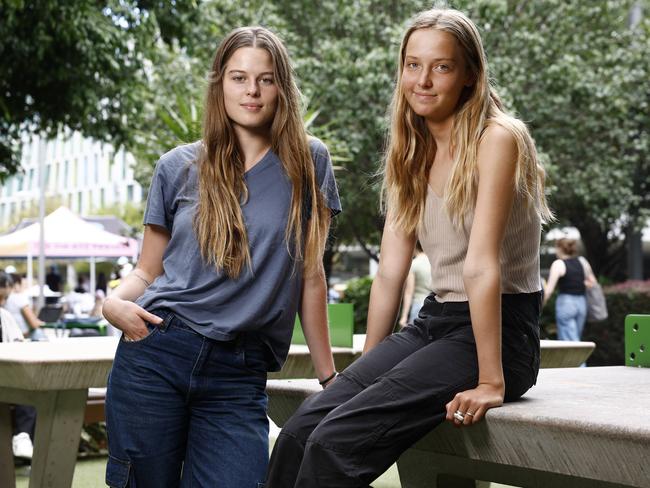 Tawny Myers (21) and Holly Murphy (21). They would happily leave Sydney to rent in another city if the rental crisis continues. Picture: Richard Dobson