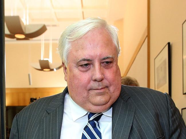 Clive Palmer holding a press conference at Parliament House in Canberra. Picture Kym Smith