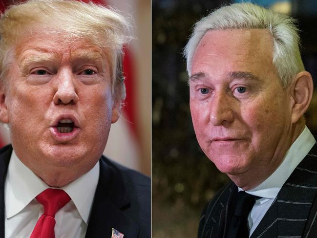 US President Donald Trump and former adviser, Roger Stone. Picture: AFP