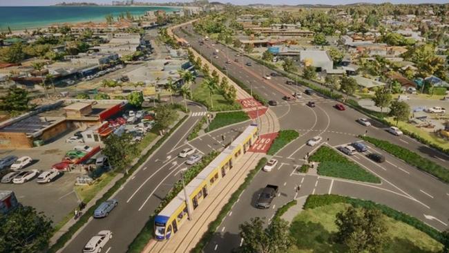 Light rail stage four on the Gold Coast – the plans for Tugun, and how trams will be on the eastern side of the Gold Coast Highway.