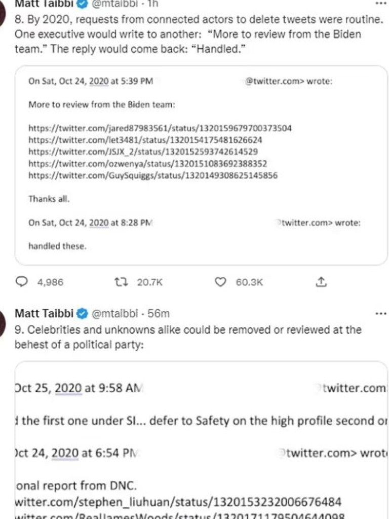 Journalist Matt Taibbi unveiled the bombshell information on his Twitter profile. Picture: Twitter