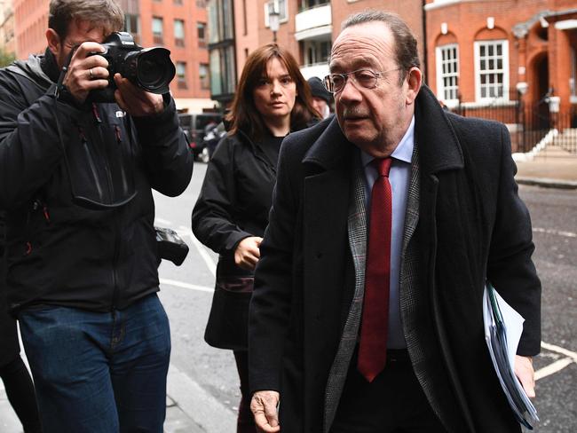 Ecuadorean ambassador to Britain, Carlos Ortiz arrives at the Ecuadorean Embassy in London. Picture: AFP.