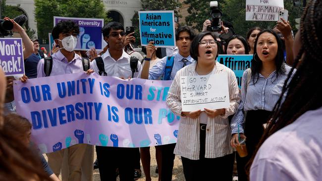 Supporters of affirmative action protest near the US Supreme Court building in Washington. Picture: Getty Images via AFP.