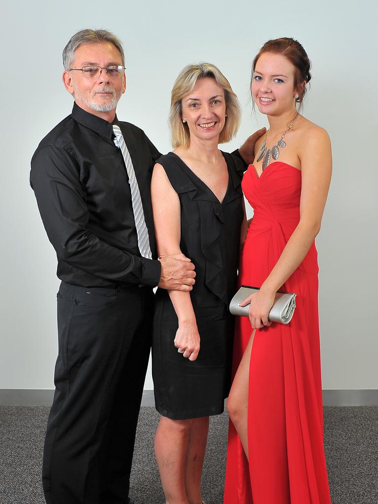 Chris and Donna Harding with daughter Sally Harding at the 2011 Casuarina Senior College formal at the Darwin Convention Centre. Picture: NT NEWS