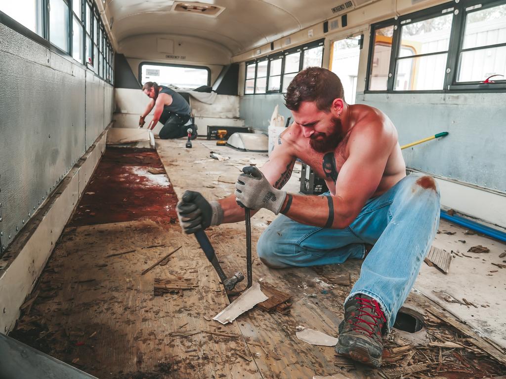 The old school bus was emptied and renovated. Picture: MDWfeatures/Tawny McVay
