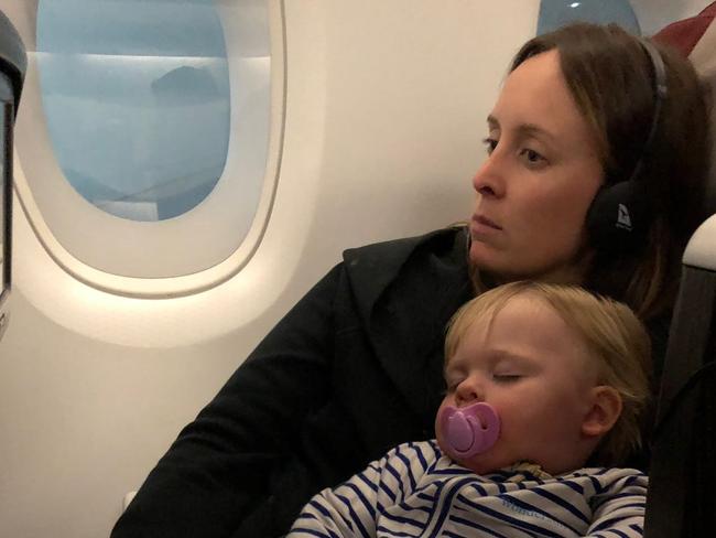 Fifteen-month-old Cooper slept through the first flight, but the journey took a turn.