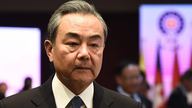 China's Foreign Minister Wang Yi at the ASEAN meeting in Bangkok. Picture: Lillian Suwanrumpha/ AFP.