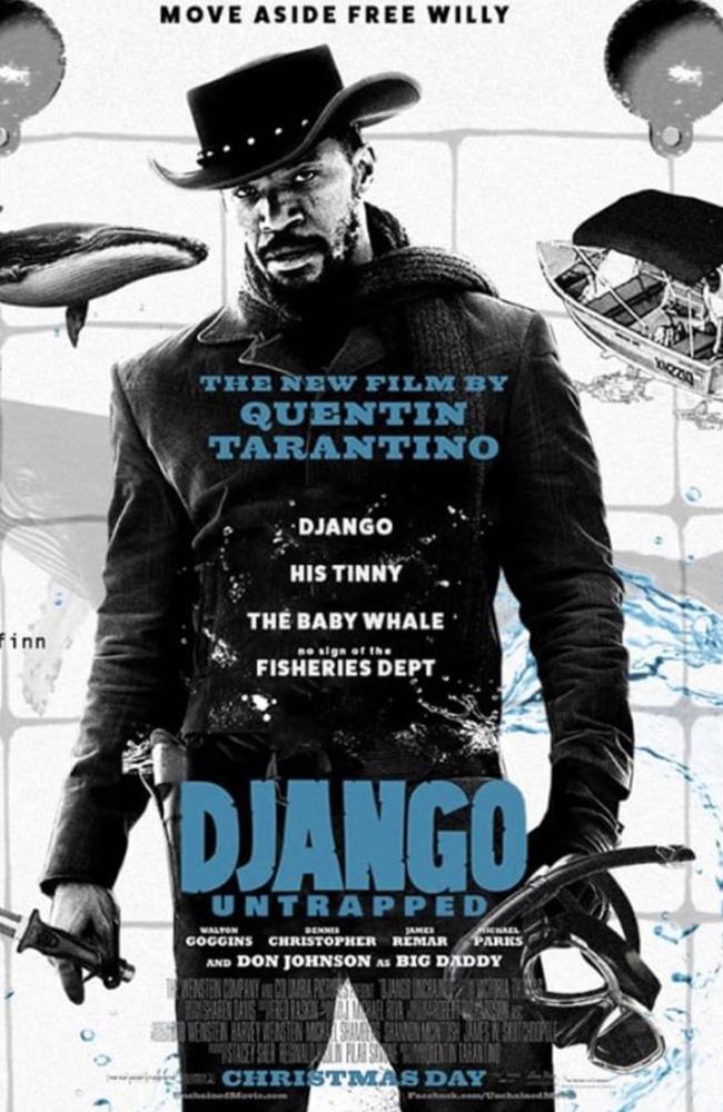 Mock poster celebrating Gold Coast whale hero 'Django'