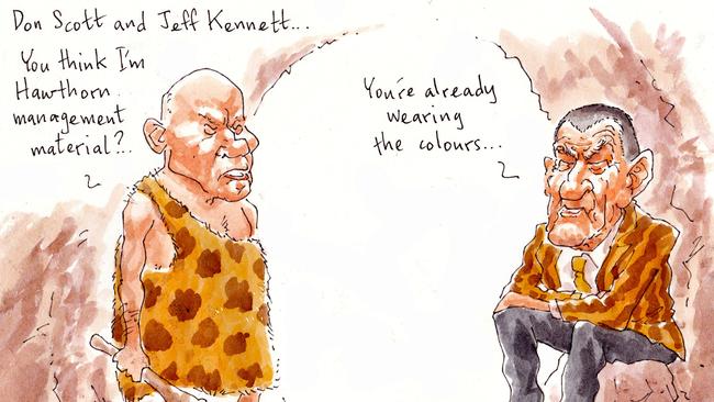 Hawthorn president Jeff Kennett appears to have caused some disquiet at the AFL club. Cartoon: Rod Clement.