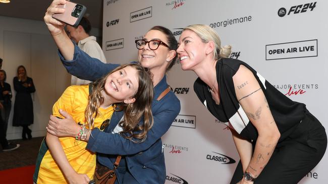 Kate Ritchie and daughter Mae with Alanna Kennedy. Picture: Christopher Khoury / Australian Press Agency