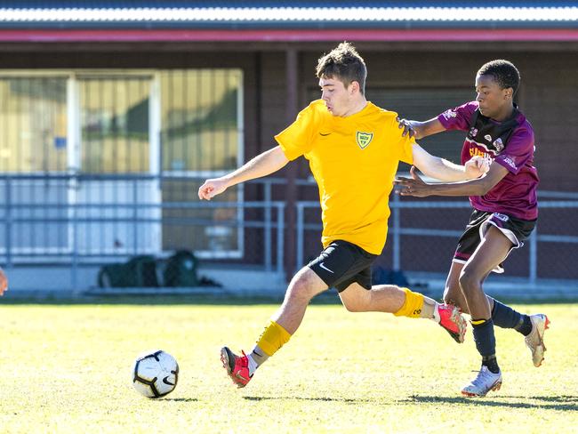 Kieran Rocks in the Queensland Schools Premier League Football match between Marsden and Corinda at Darra, Thursday, July 30, 2020 - Picture: Richard Walker