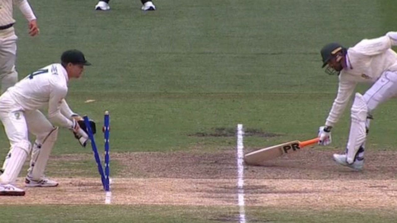 South Africa’s third run out of the match - Bavuma was involved in all of them. Photo: Fox Sports