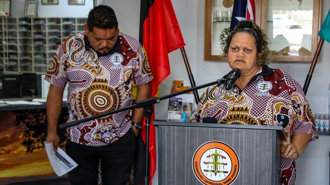 Cherbourg Aboriginal Shire councillor Leighton Costello and Mayor Elvie Sandow. Picture: Holly Cormack