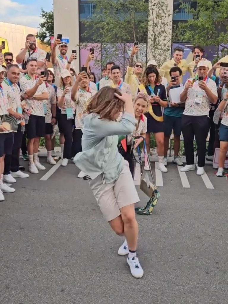 Raygun breakdancing for the Aussie team.