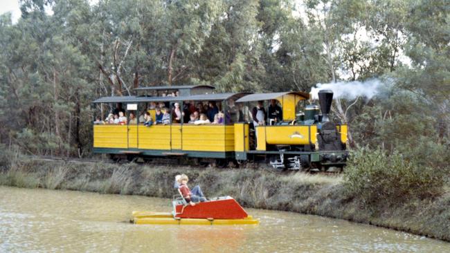 Whistle Stop at Frankston attracted visitors with its veteran steam train and pedal boats on a large lake with an island, along with go-karts, a merry-go-round and chairlif.