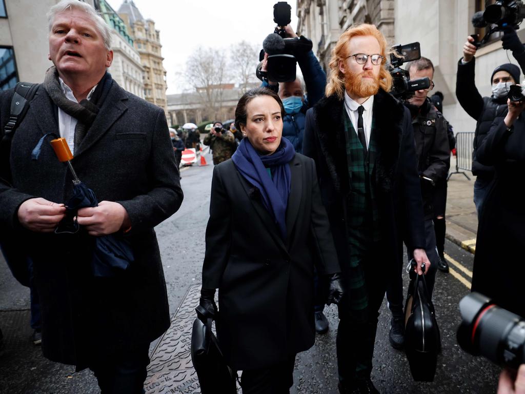 Stella Moris, the partner of WikiLeaks founder Julian Assange, arrives at the Old Bailey court in central London with Kristinn Hrafnsson, the editor-in-chief of WikiLeaks. Picture: AFP